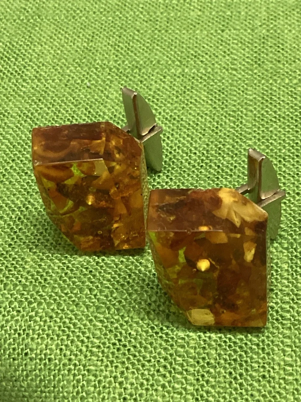 Vintage Baltic amber cufflinks marked  “MET” Mid-century modern Academia